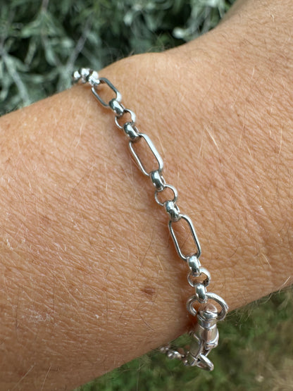 Vintage Sterling Silver Mini trombone link bracelet with swivel dog clip
