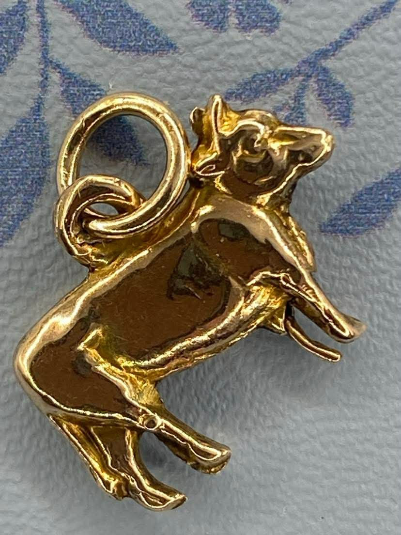 Antique 9ct gold Cow charm