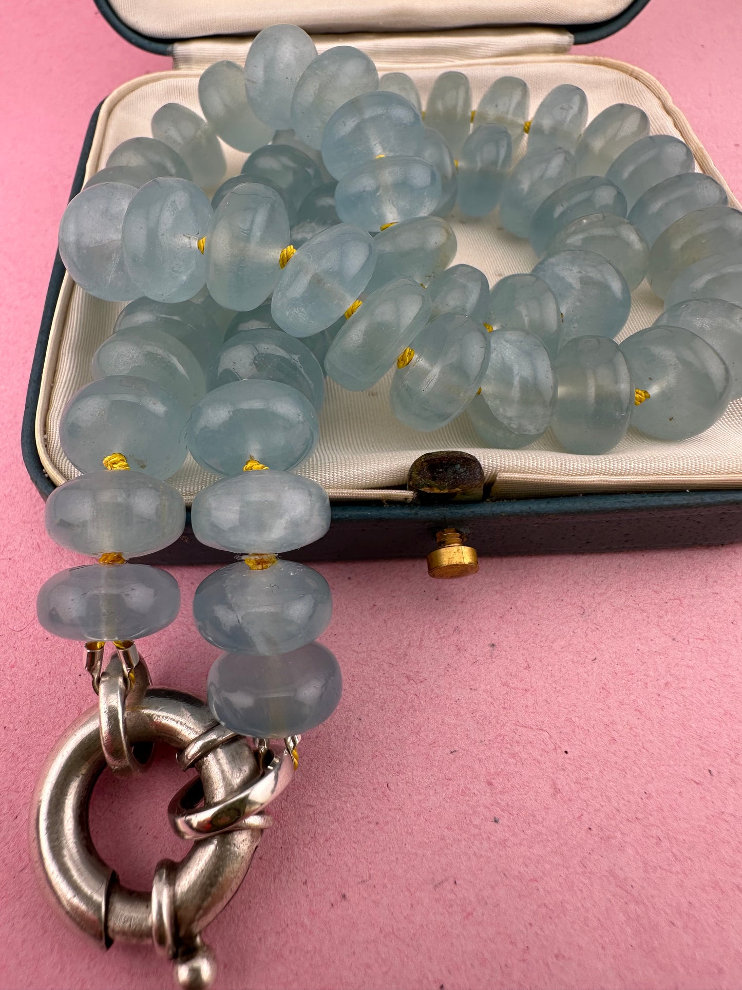 Re-imagined Vintage Topaz Beads with vintage XL Silver Bolt clasp
