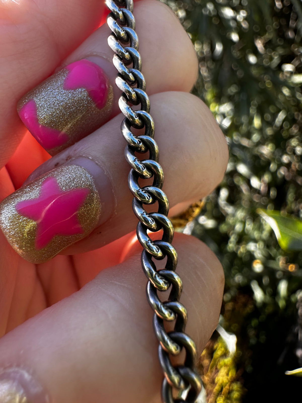 Mix metal curb extender. Sterling silver curb chain with 9ct Rose gold swivel dog clip.