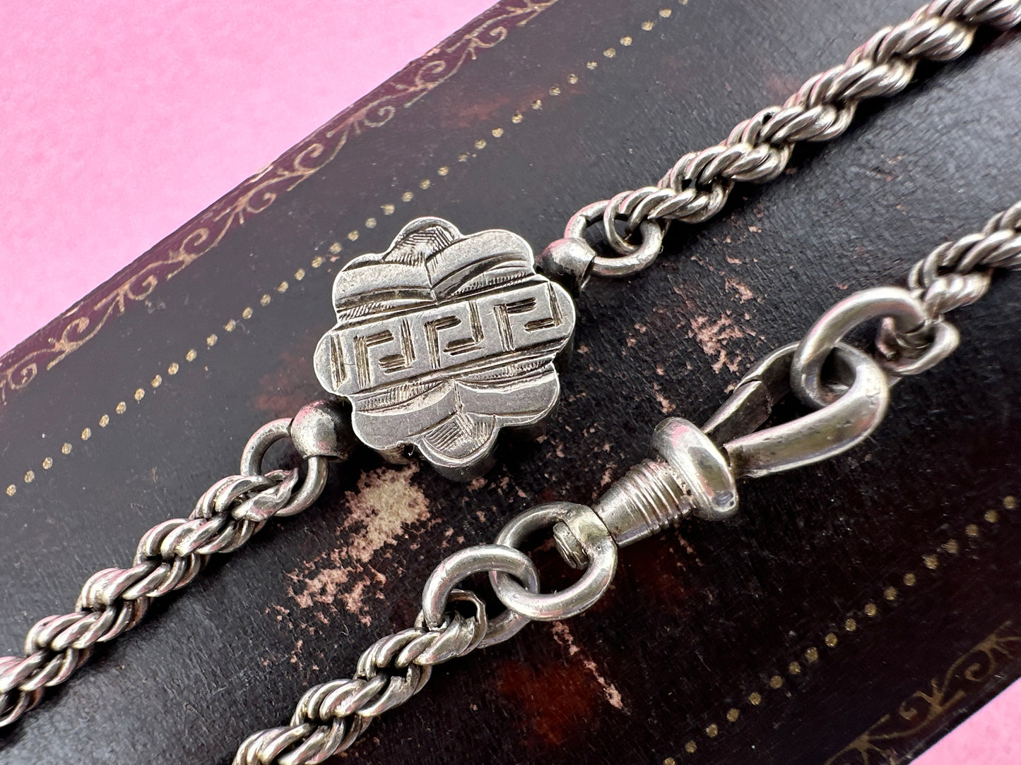 Sterling silver Rope bracelet with Pansy panel