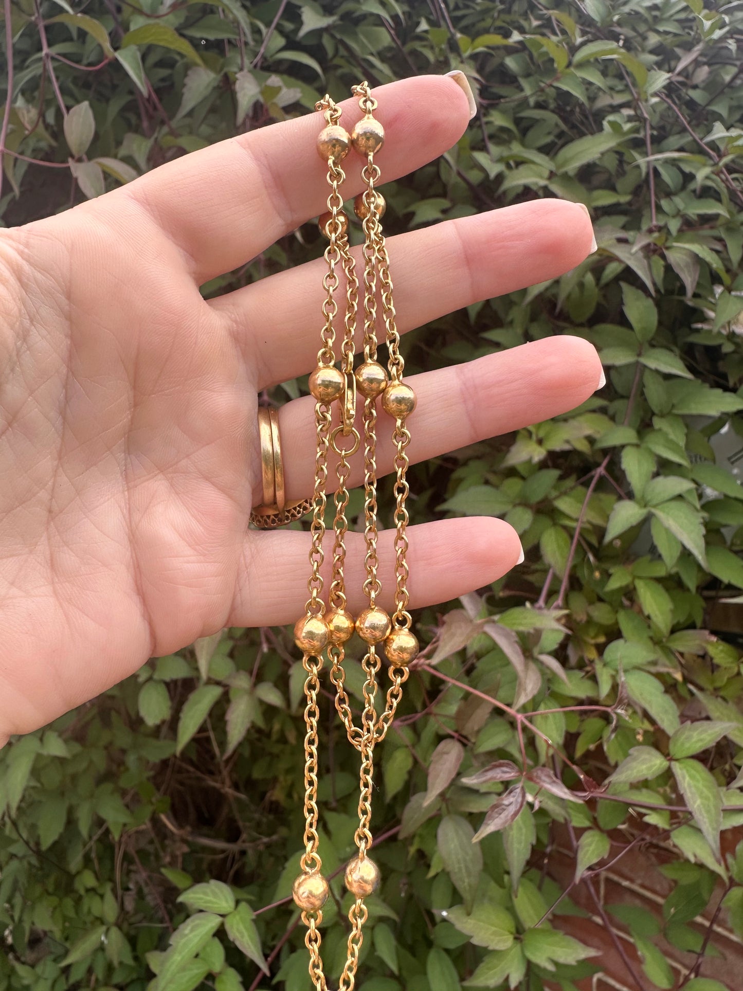 Vintage 9ct Yellow Gold Ball station chain