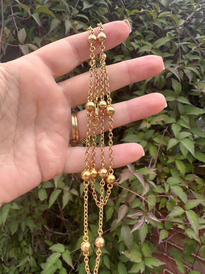 Vintage 9ct Yellow Gold Ball station chain