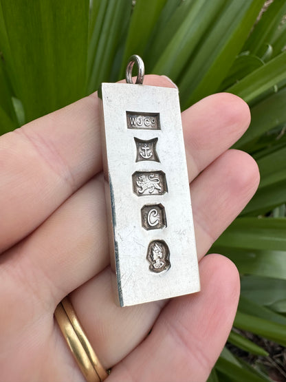 Vintage Silver Ingot pendant - Queen Silver Jubilee 1977