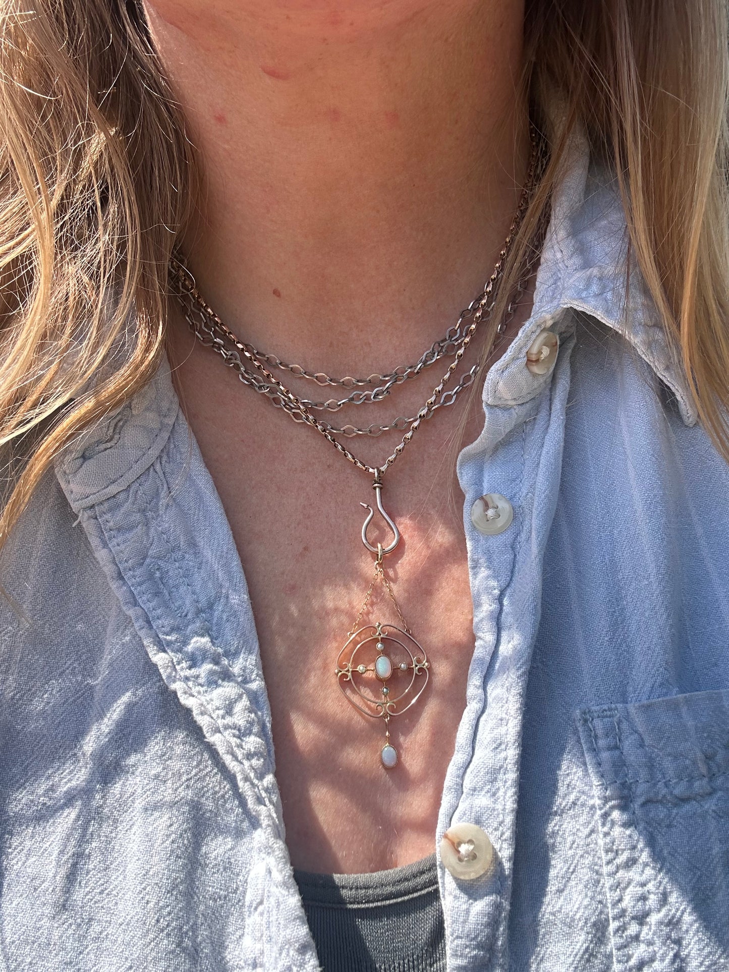 Antique 9ct Rose Gold Tulip Chain