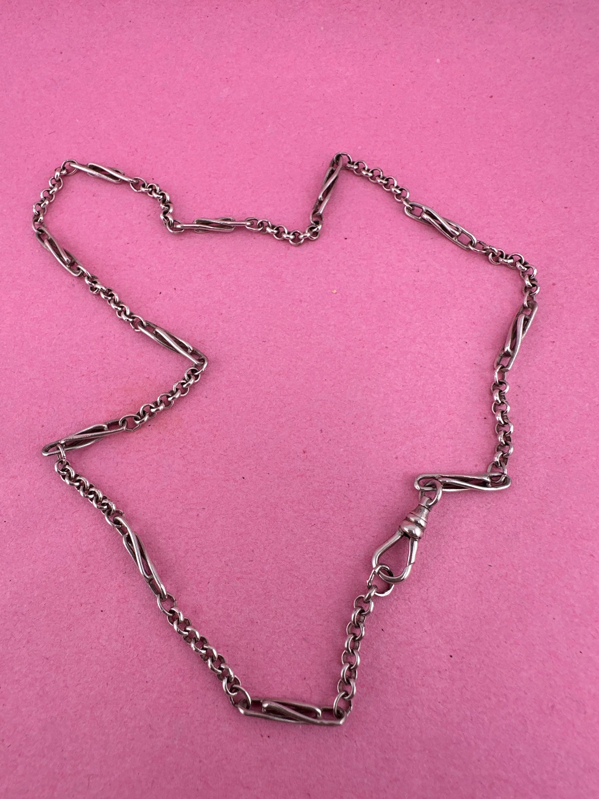 Vintage Sterling Silver Twist trombone & belcher chain with swivel dog clip