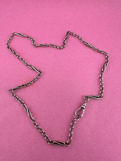 Vintage Sterling Silver Twist trombone & belcher chain with swivel dog clip