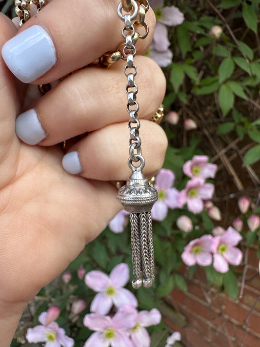 Antique Sterling silver tassel pendant
