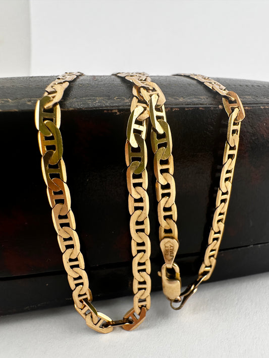Vintage 9ct Yellow Gold Flat Mariner chain