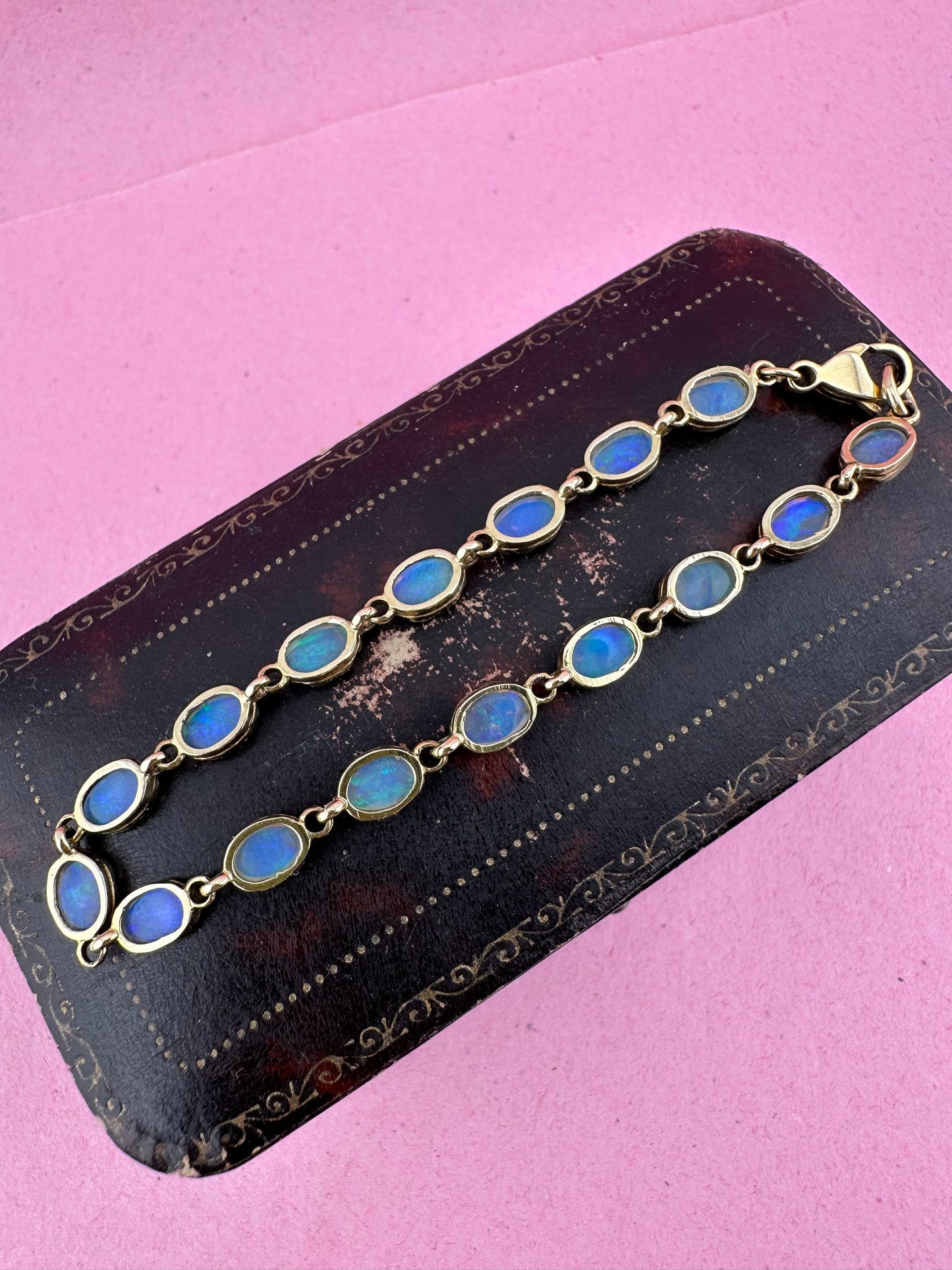Vintage 9ct Gold Opal tennis bracelet