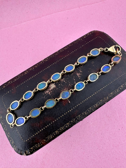 Vintage 9ct Gold Opal tennis bracelet