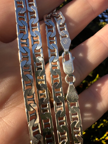 Vintage Sterling Silver Flat Mariner Chain