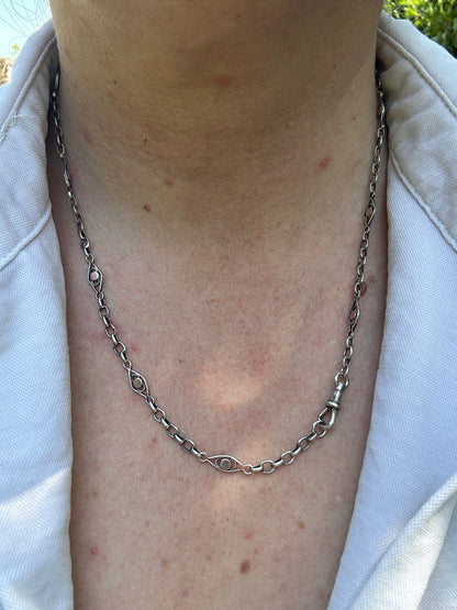 French 800 Silver Lozenge link chain with 9ct rose gold accents
