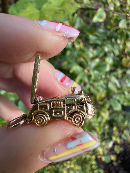 Vintage 9ct Gold Articulated Fire Engine Charm