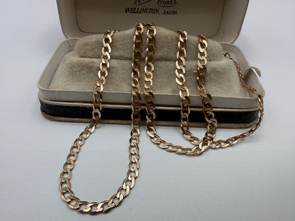 Vintage 9ct Gold Flat Curb chain