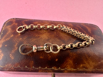 Antique 9ct Gold Fancy bar and faceted belcher extender with dog clip