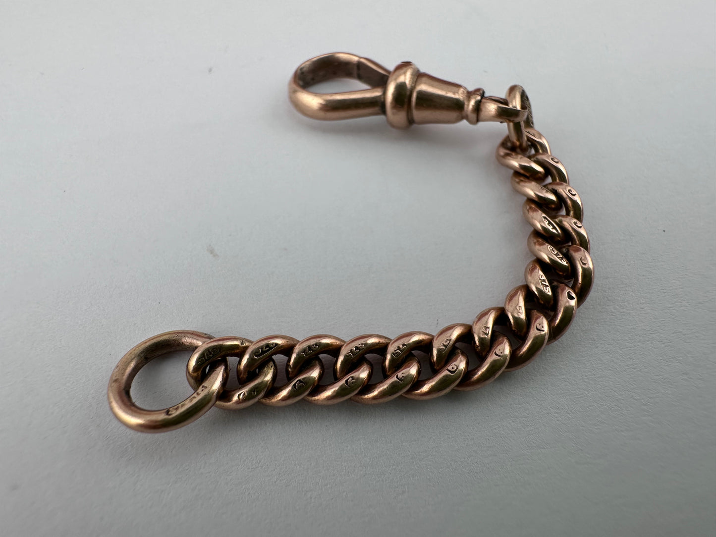 9ct Rose Gold curb extender with dog clip