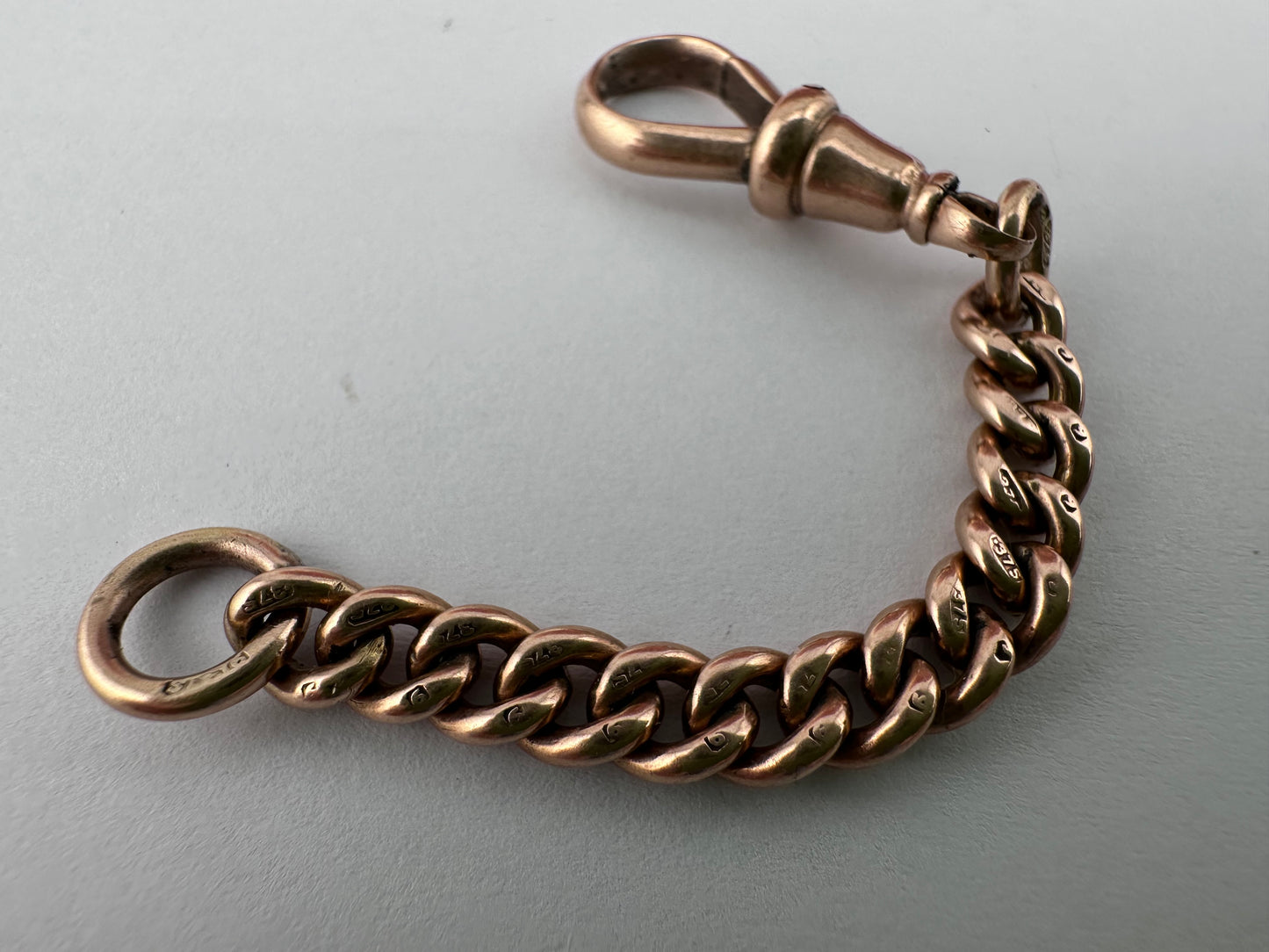 9ct Rose Gold curb extender with dog clip