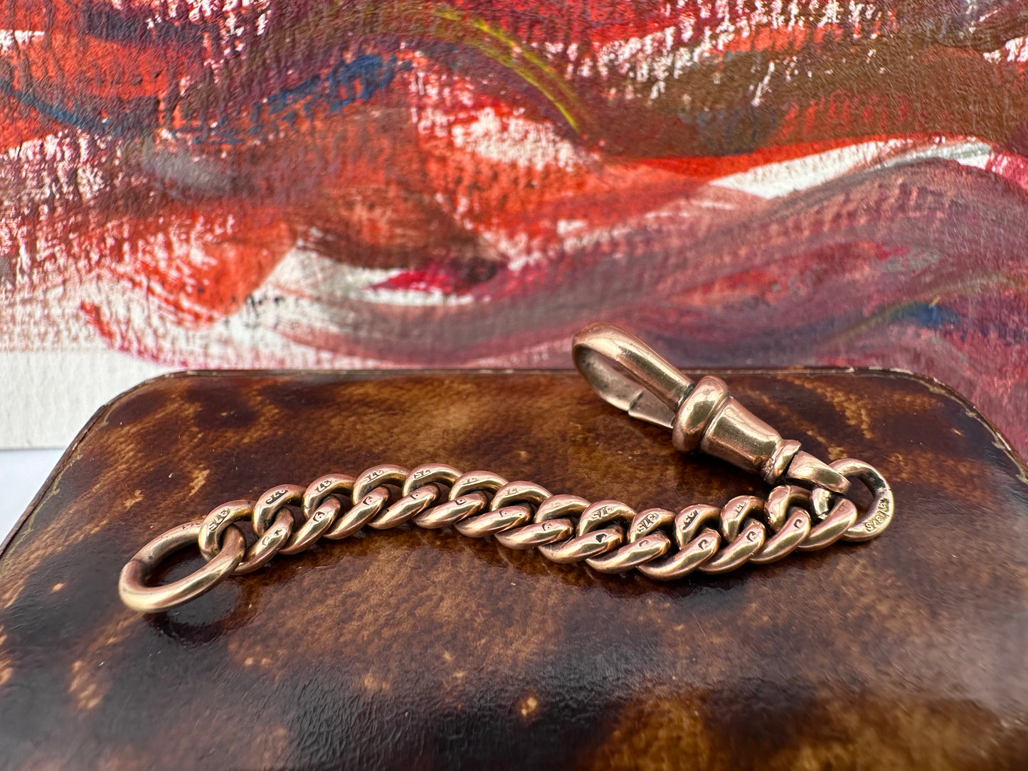 9ct Rose Gold curb extender with dog clip