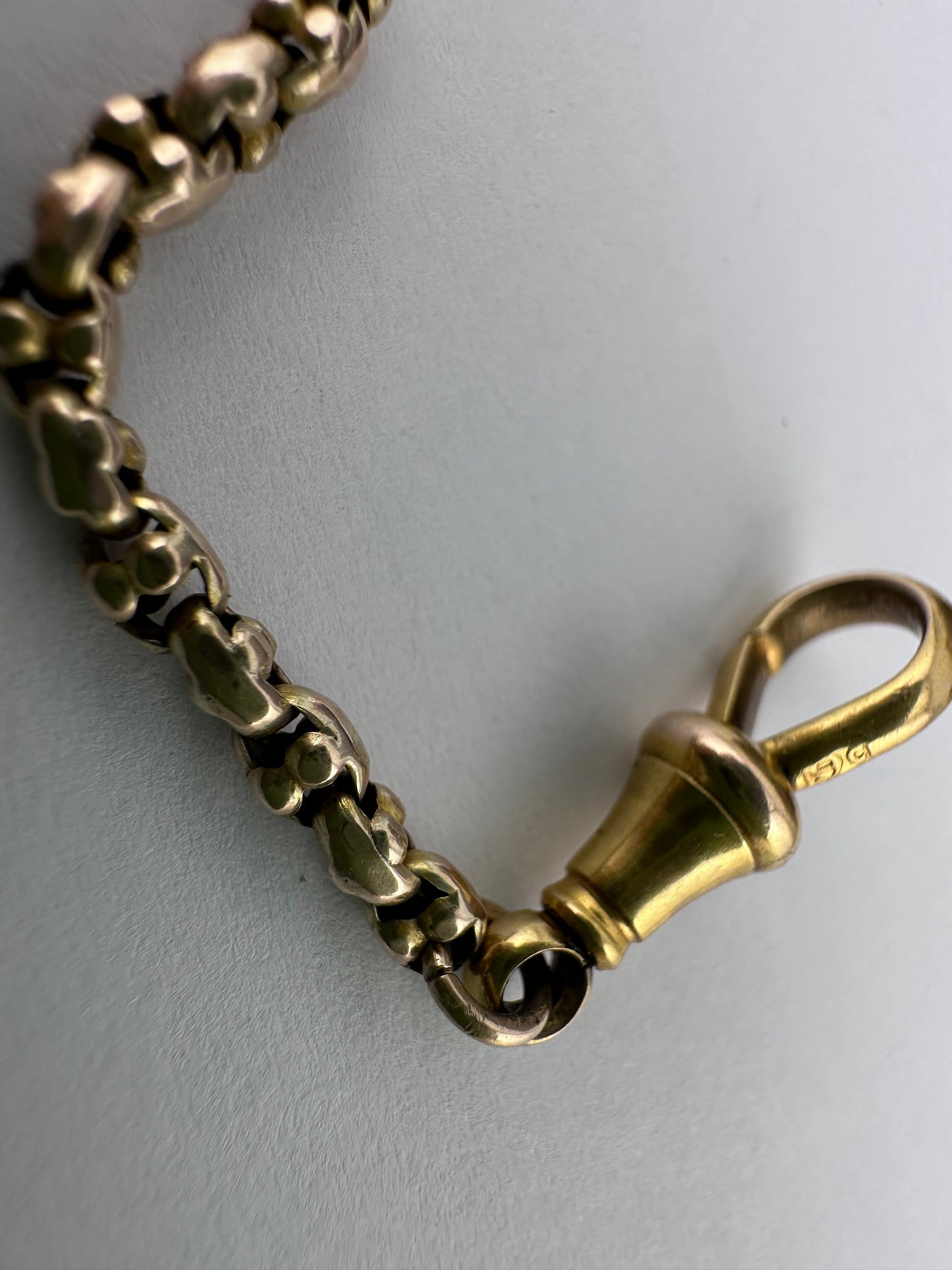 9ct gold popcorn link extender with dog clip