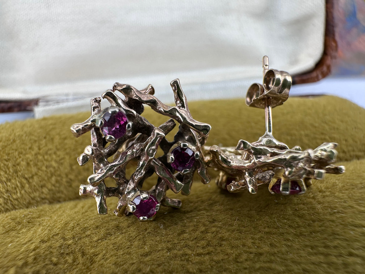 9ct gold large ruby nest earrings