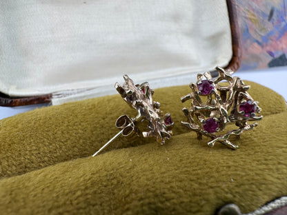 9ct gold large ruby nest earrings