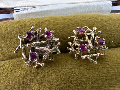 9ct gold large ruby nest earrings