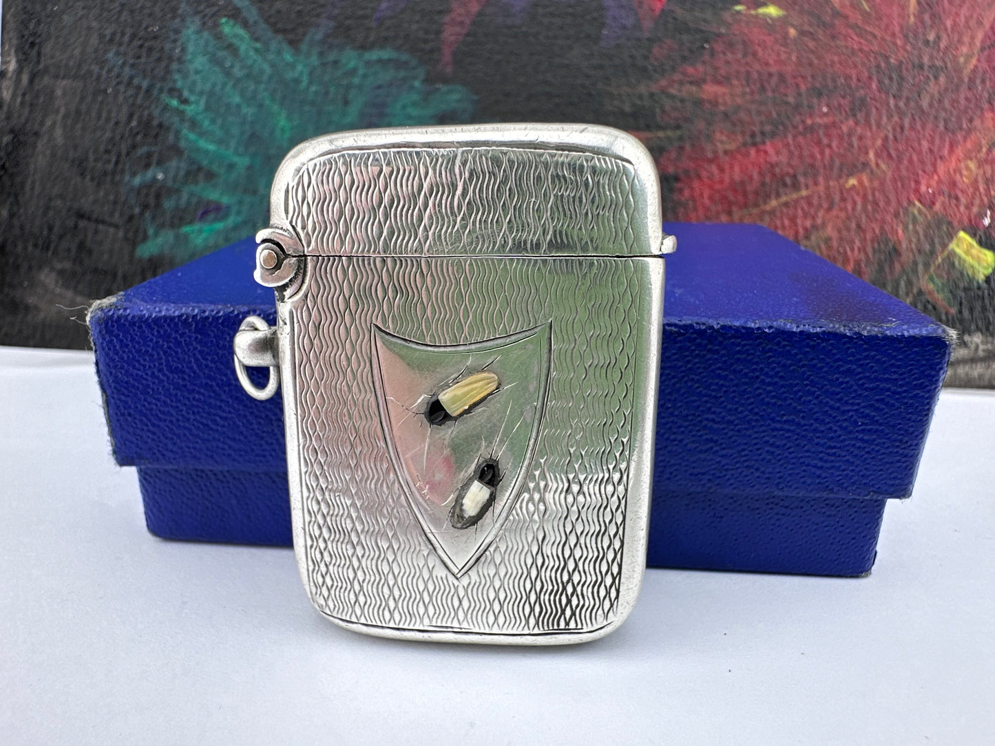 Antique Sterling Silver Shibayama Vesta Case