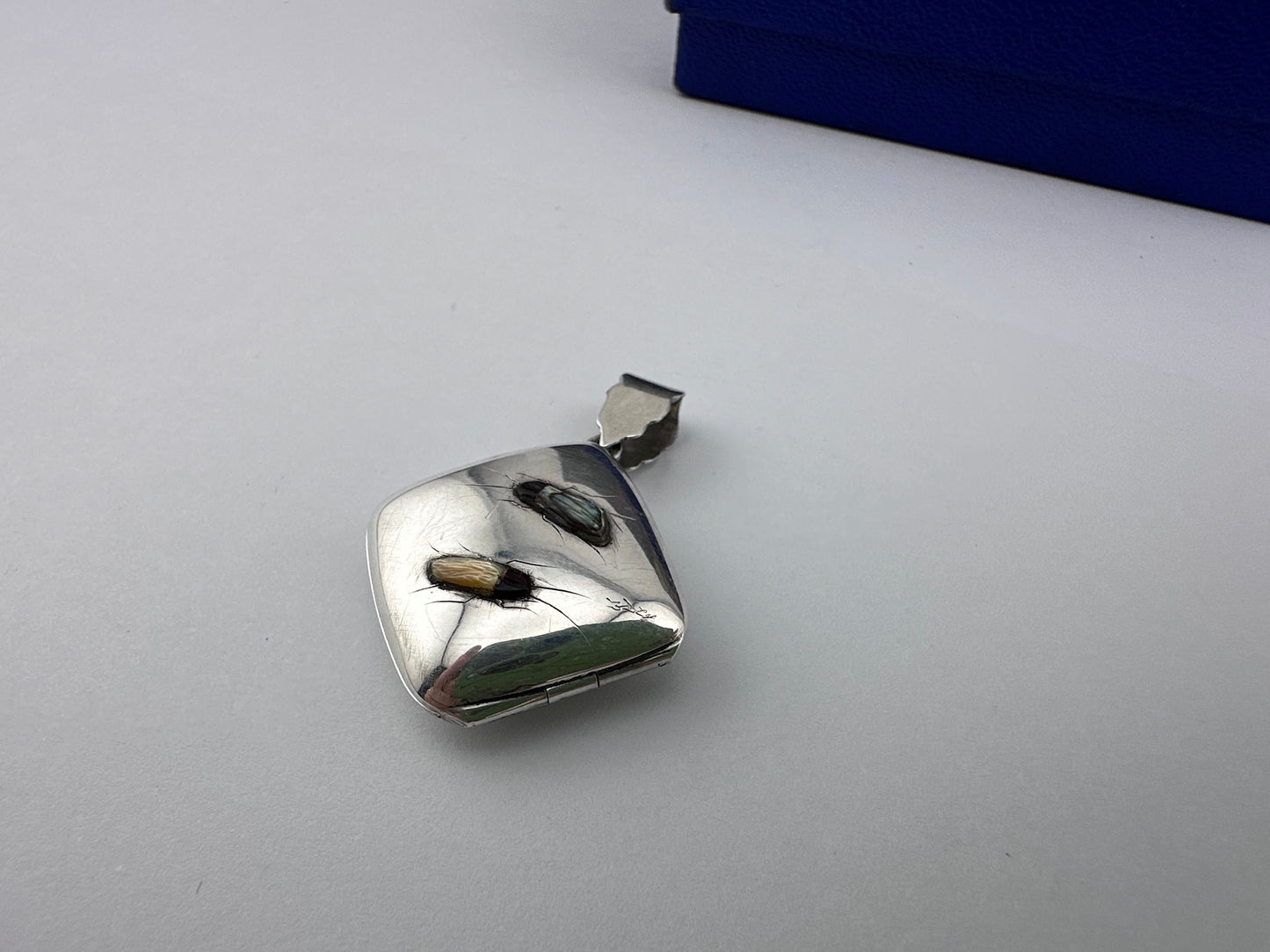 Vintage Sterling silver Shibayama bug locket