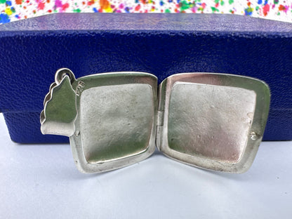 Vintage Sterling silver Shibayama bug locket
