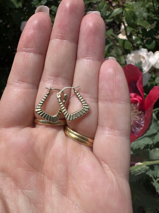 9ct Gold Mini striped Handbag hoops