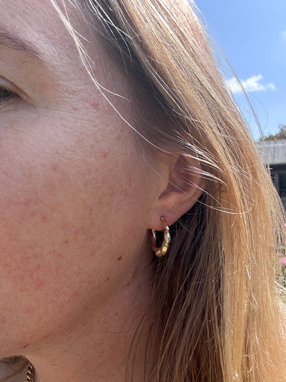 9ct Gold Puffy Stripe hoops