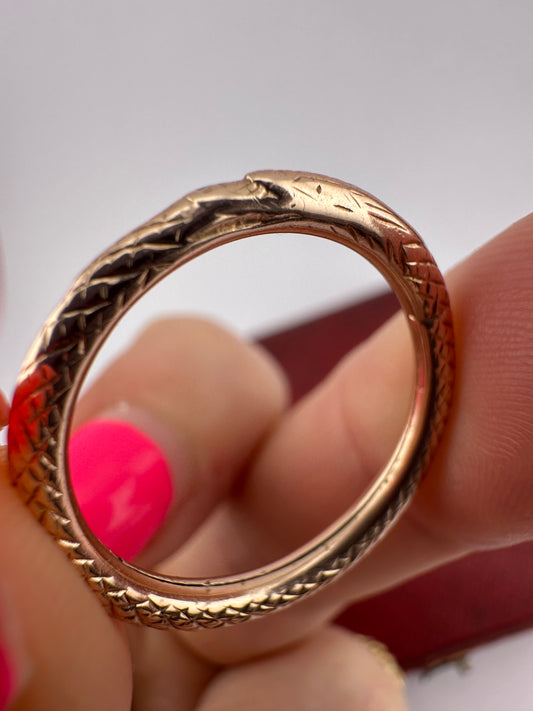 Georgian 15ct Rose Gold Ouroboros Snake Split ring