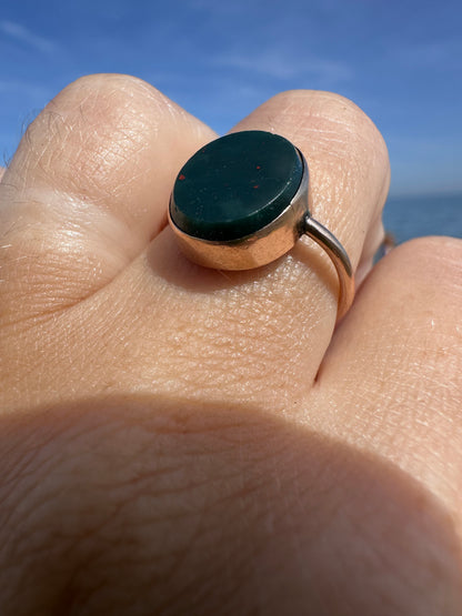 9ct Rose Gold Oval Bloodstone Ring