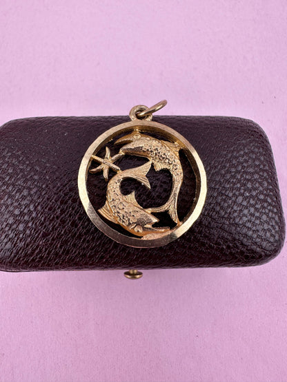 9ct Gold Open Work Pisces Zodiac Charm