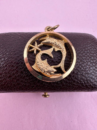 9ct Gold Open Work Pisces Zodiac Charm
