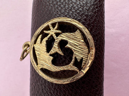 9ct Gold Open Work Pisces Zodiac Charm