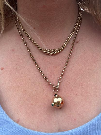 9ct Gold Sputnik with carnelian, onyx & green agate gemstones