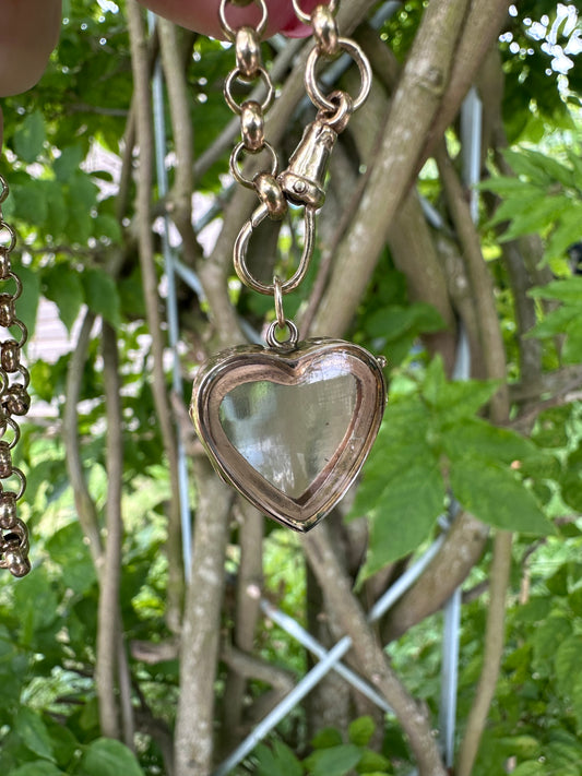 9ct Gold Glass Heart Locket Fob