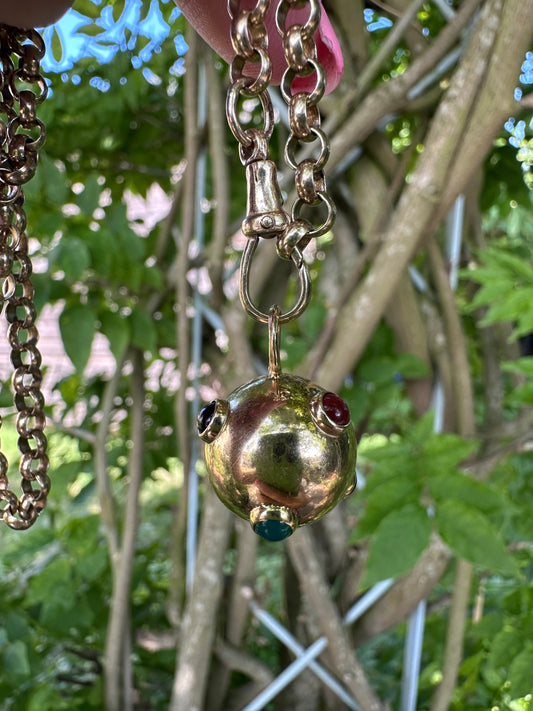 9ct Sputnik pendant with carnelian, onyx & green agate gemstones