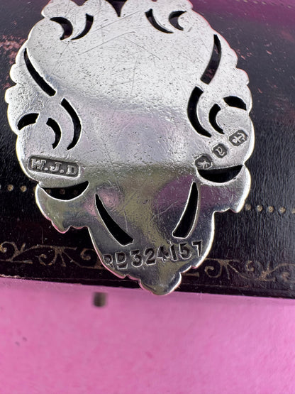 Antique Sterling silver Shield fob with rose gold centre