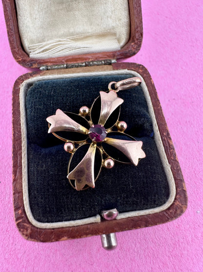 Edwardian 9ct Gold Amethyst Lavalier pendant