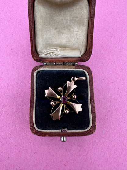 Edwardian 9ct Gold Amethyst Lavalier pendant