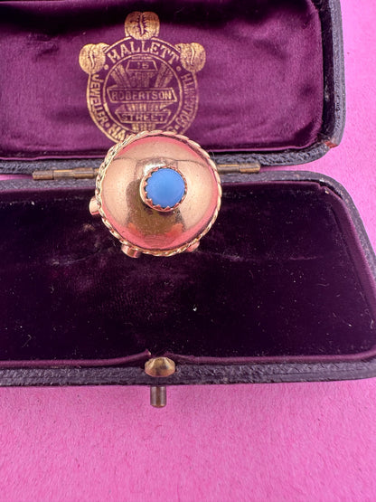 18ct Gold UFO Sputnik pendant with Topaz, Garnet & Turquoise stones.