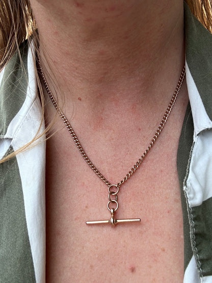 Vintage 9ct Rose Gold Albert chain with t-bar