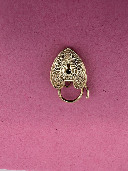 Vintage 9ct gold Engraved Heart Padlock, 1971, 2.83g, 2.2cm