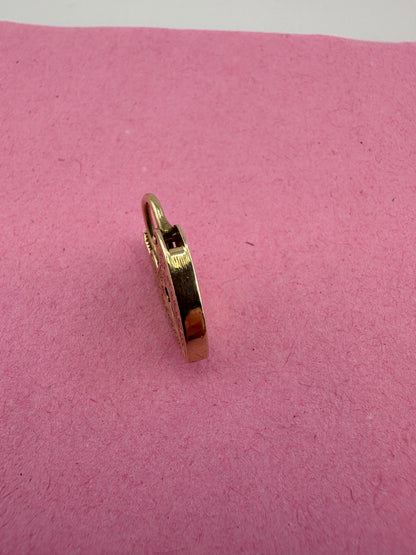 Vintage 9ct gold Engraved Heart Padlock, 1971, 2.83g, 2.2cm