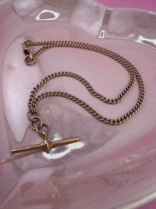 Vintage 9ct Rose Gold Albert chain with t-bar