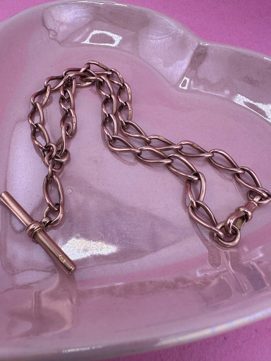 Antique 9ct Rose Gold Open Curb Albert chain