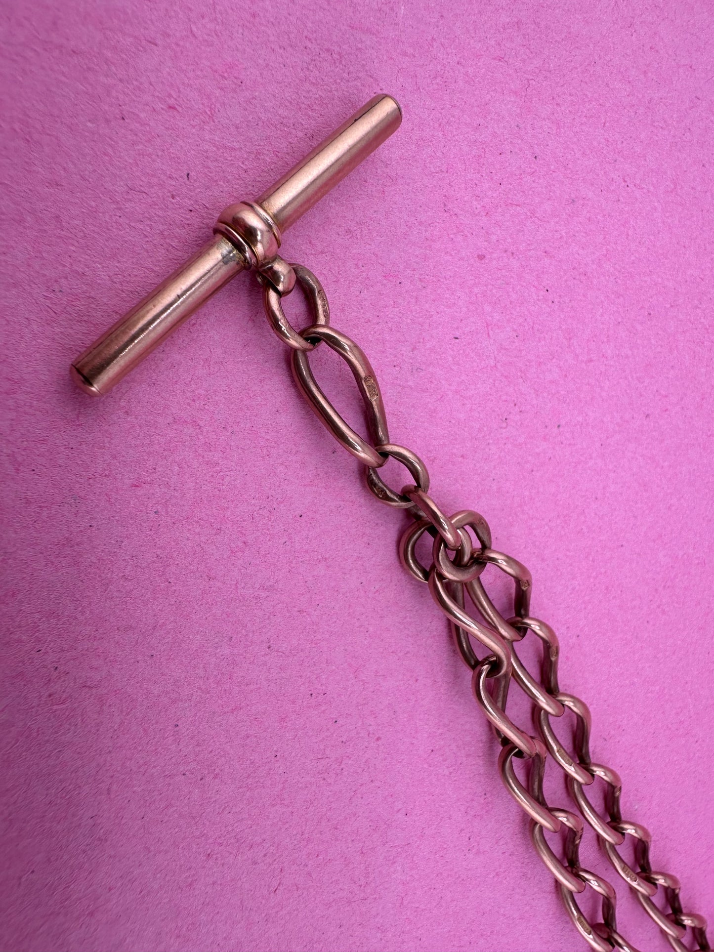 Antique 9ct Rose Gold Open Curb Albert chain